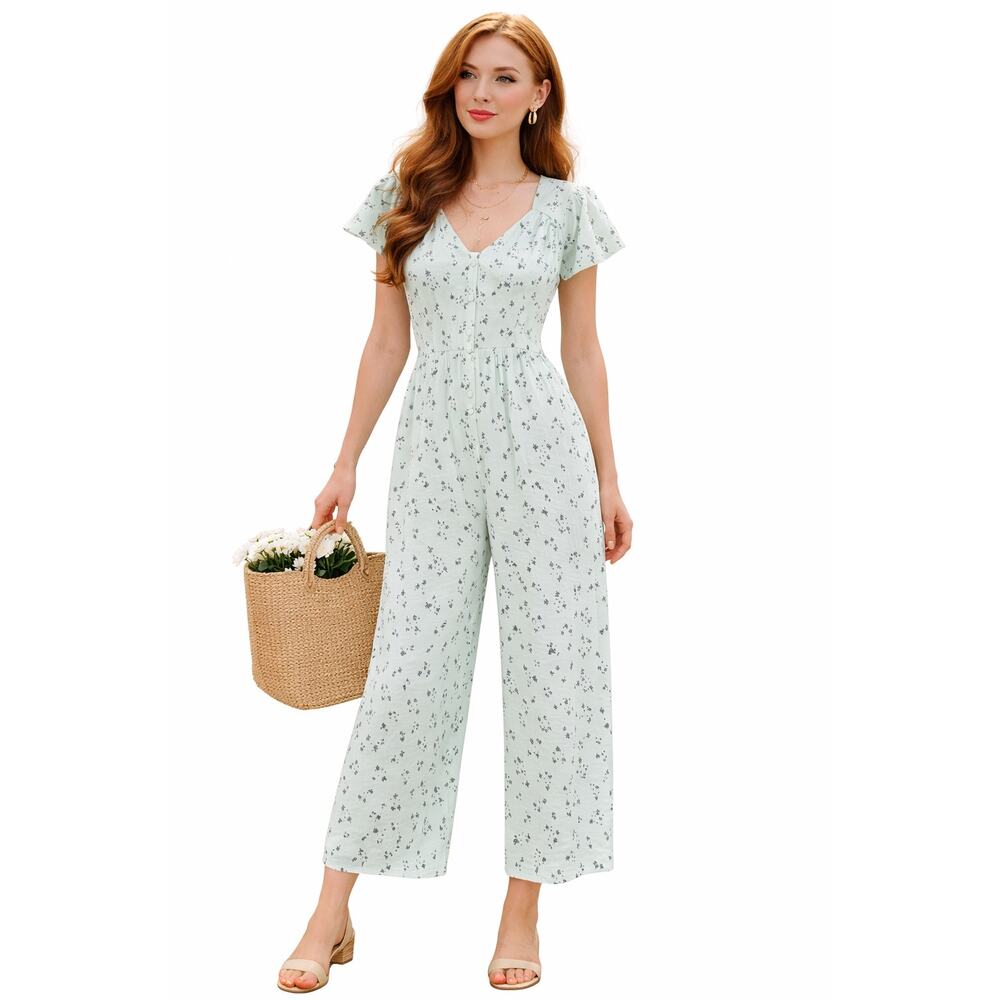 ASOS Design Bubble Crepe Mint Green Jumpsuit - US Size 10
